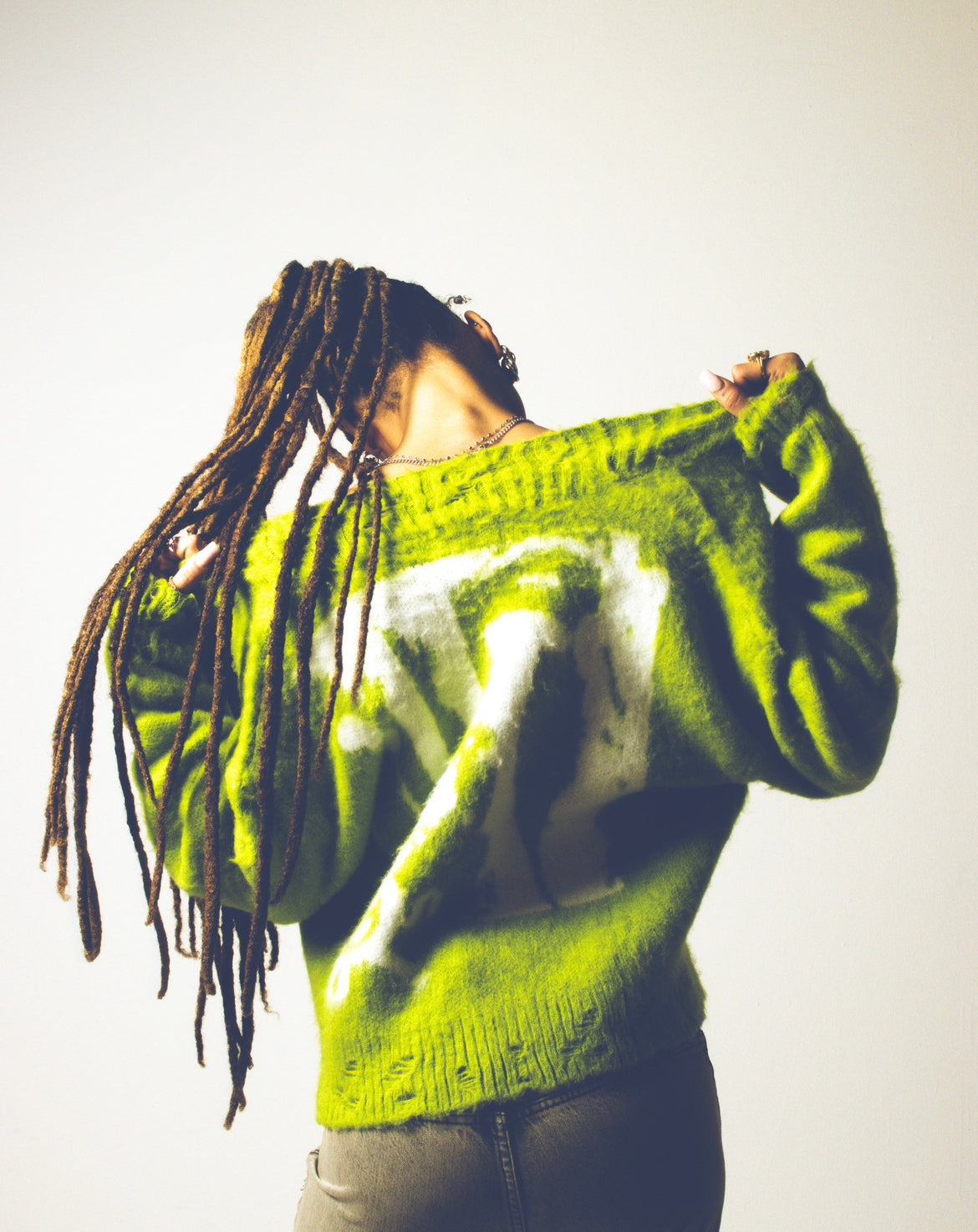 VSN Mohair Cardigan Lime